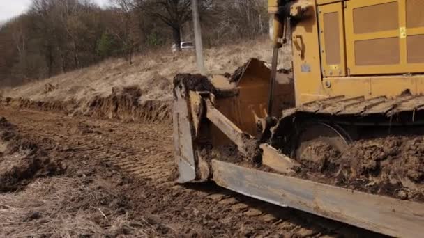 Těžký Batoh Konstrukce Stroje Koncepce Zařízení Pozemní Pohon Buldozer Velký — Stock video