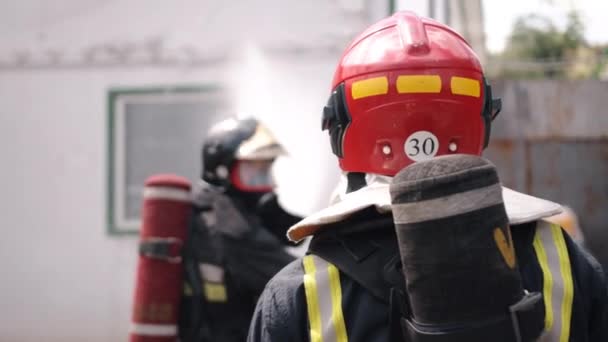 Firefighting Going Hose Use — Vídeos de Stock