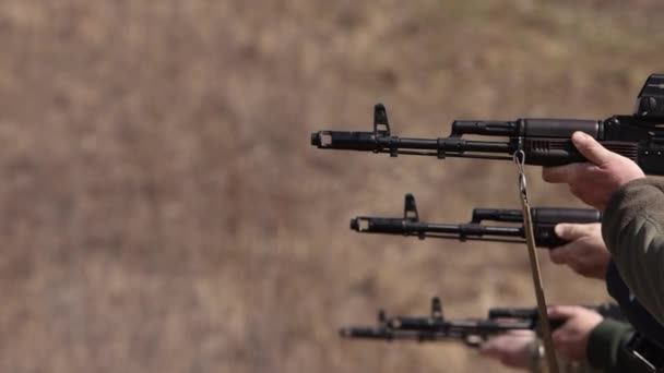 Shooting Range Men Using Machine Gun Fire Target Shooting Range — Stock videók