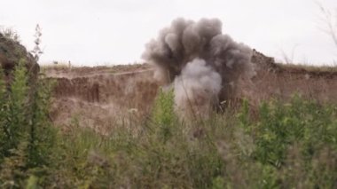 Large explosion fireball with flames, smoke, a realistic fire explosion, time bomb, a timer counting down to detonation, dynamite and fire, dynamite and explosions, military detonation weapon.