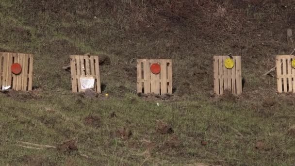 Target Shooting Range Target Located Shooting Range Improve Warriors Accuracy — Vídeos de Stock