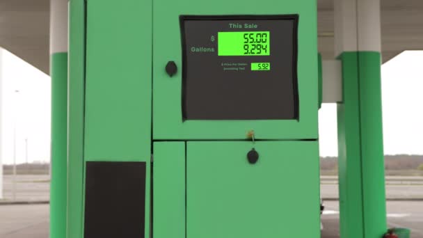 Closeup Fuel Pump Counter Price Increase Petrol Prices Digital Counter — Vídeos de Stock
