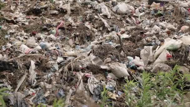 Trash Dump Landfill Garbage Dump Pile Landfill Pollution Concept Big — Stock Video