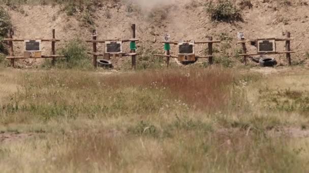 Getting Shots Military Training Target Hitting Exactly Target Military Training — Stock Video