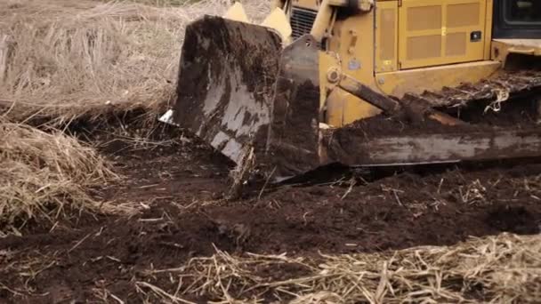 Nşaat Makineleri Buldozer Yapımı Toprak Taşıma Makinesi Teknolojisi Endüstriyel Ereksiyon — Stok video