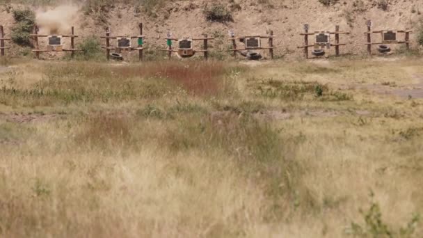 Military Training Target Fired Hitting Exactly Target While Army Training — Stock Video
