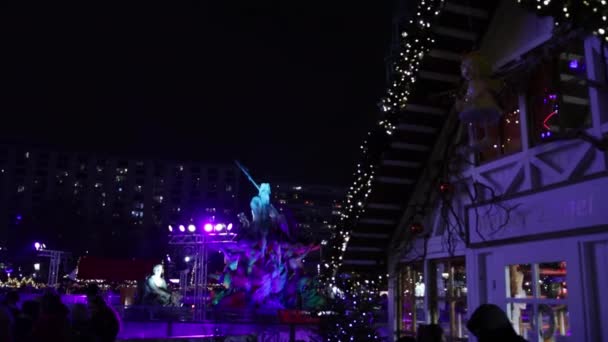 Translation Wise Angel Winter Berlin Germany Christmas Market Gendarmenmarkt Night — Stock Video