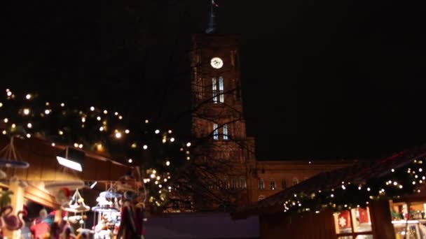 Alemania Durante Las Vacaciones Navidad Invierno Distrito Mitte Berlín Ayuntamiento — Vídeo de stock