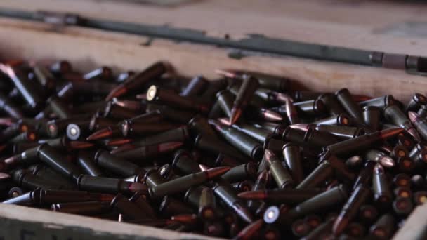 大規模な軍の箱の弾薬はAk47です — ストック動画