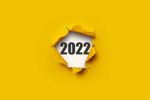 Agujero Pared Texto 2022 Concepto Año Nuevo —  Fotos de Stock