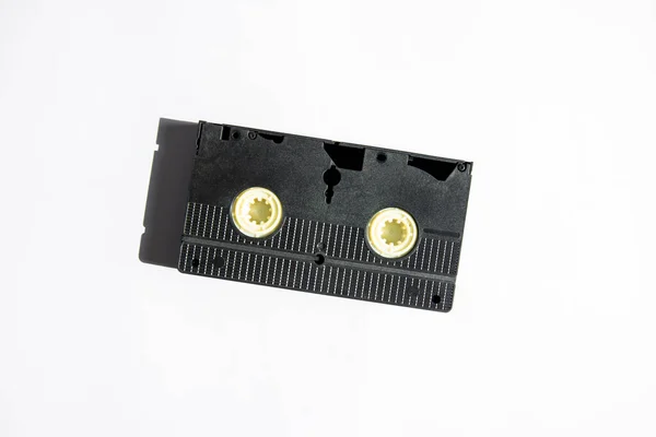 Video Cassette White Background Top View Flat Lay — Stok fotoğraf