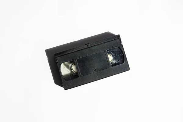 Cassette Vidéo Sur Fond Blanc Vue Dessus Plan Plat — Photo