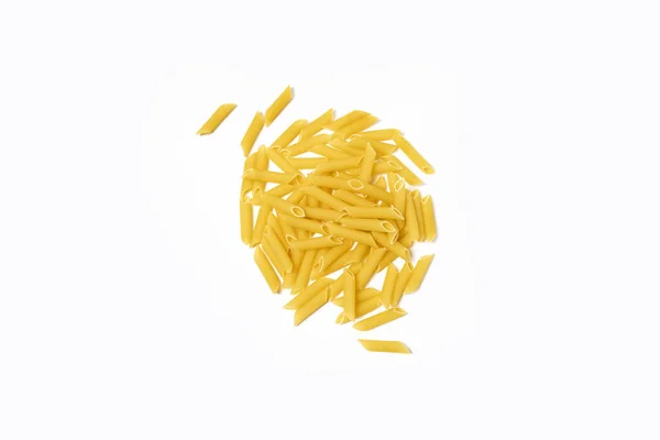 Raw Italian Pasta White Background Top View Flat Lay — Stock Photo, Image