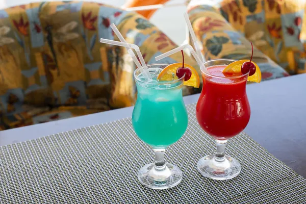 Drinken Cocktail Alcohol Turquoise Blauw Hawaii Seks Het Strand Met — Stockfoto