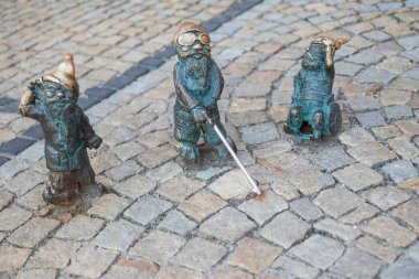 Wroclaw Poland, December 4, 2020.Little gnome landmark in the old city on the square