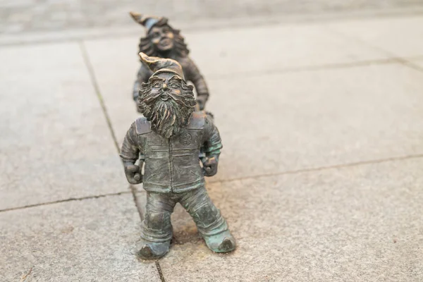Wroclaw Poland December 2020 Little Gnome Landmark Old City Square — Stock Photo, Image