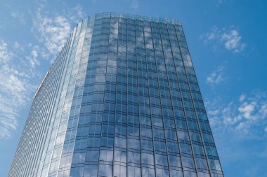 architecture facade financial office building, glass modern skyscrapers towers against the sky