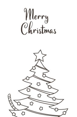 2022 'nin sembolü. Yeni yıl kartı el çizimi tarzında. Noel ağacı, hediyeler, kaplan. Kaplan Yılı 2022 EPS