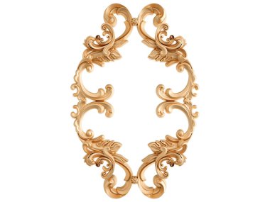 Beyaz arkaplandaki altın süslemeler kusursuz desen. Lüks oymacılık. İzole edilmiş. 3d illüstrasyon