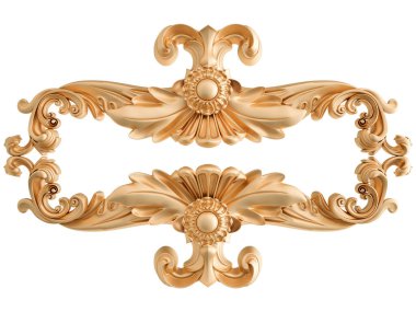 Beyaz arkaplandaki altın süslemeler kusursuz desen. Lüks oymacılık. İzole edilmiş. 3d illüstrasyon