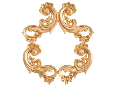 Beyaz arkaplandaki altın süslemeler kusursuz desen. Lüks oymacılık. İzole edilmiş. 3d illüstrasyon