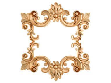 Beyaz arkaplandaki altın süslemeler kusursuz desen. Lüks oymacılık. İzole edilmiş. 3d illüstrasyon