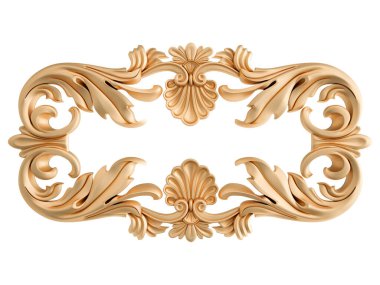 Beyaz arkaplandaki altın süslemeler kusursuz desen. Lüks oymacılık. İzole edilmiş. 3d illüstrasyon