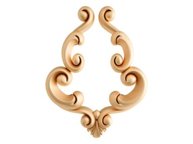 Beyaz arkaplandaki altın süslemeler kusursuz desen. Lüks oymacılık. İzole edilmiş. 3d illüstrasyon