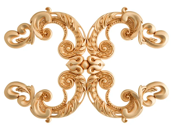Segmentos Ornamentais Dourados Padrão Sem Costura Fundo Branco Decoração Escultura — Fotografia de Stock