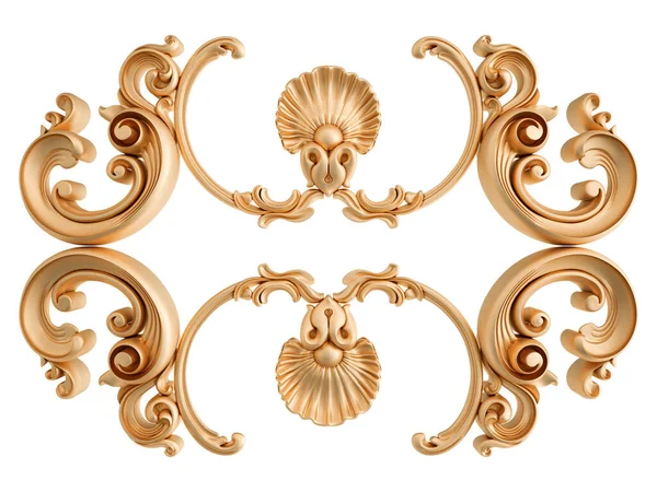 Golden Ornamental Segments Seamless Pattern White Background Luxury Carving Decoration — ストック写真