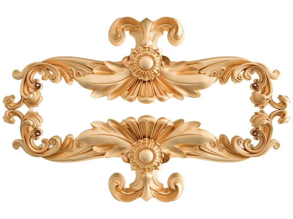 Golden Ornamentale Segmenter Sømløse Mønster Hvid Baggrund Luksus Udskæring Dekoration Stock-billede