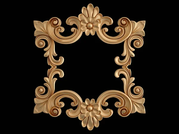 Golden Ornament Segments Seamless Pattern Black Background Luxury Carving Decoration — ストック写真