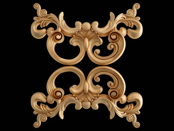 Golden Ornament Segments Seamless Pattern Black Background Luxury Carving Decoration — ストック写真