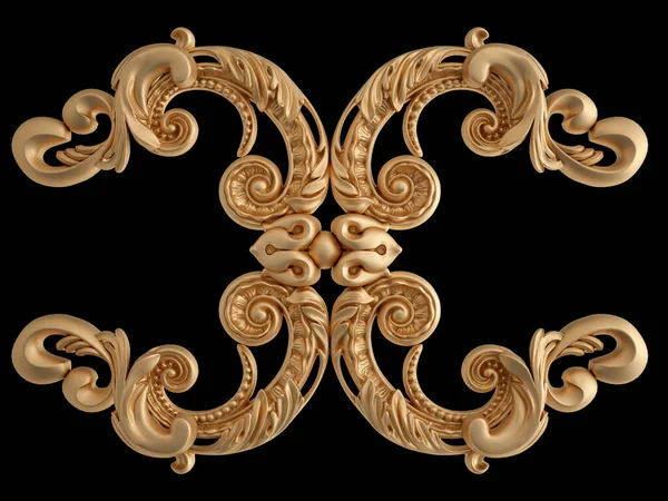 Golden Ornament Segments Seamless Pattern Black Background Luxury Carving Decoration — Stock Photo, Image