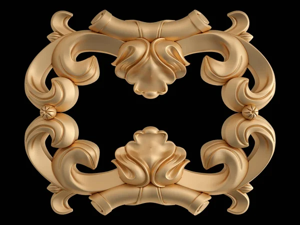 Goldene Ornamentsegmente Nahtloses Muster Auf Schwarzem Hintergrund Luxus Schnitzdekoration Vereinzelt — Stockfoto