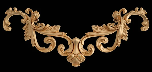 Golden Ornament Segments Seamless Pattern Black Background Luxury Carving Decoration Stock Photo