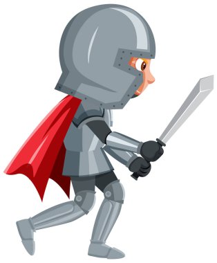 Beyaz arkaplandaki şövalye çizgi film karakteri