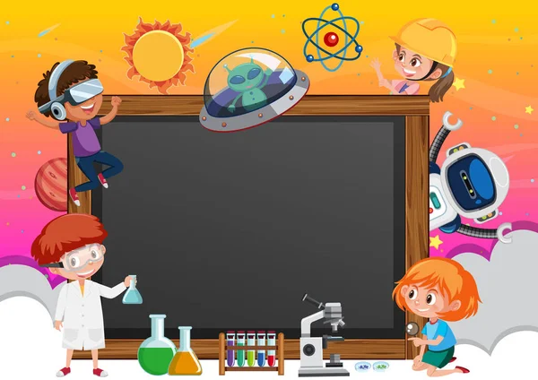 Empty Blackboard Kids Technology Theme Illustration — Stock Vector