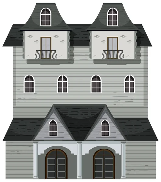 Isolated Haunted Mansion Facade Illustration — Stock Vector