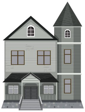 İzole edilmiş perili köşk ön cephe çizimi