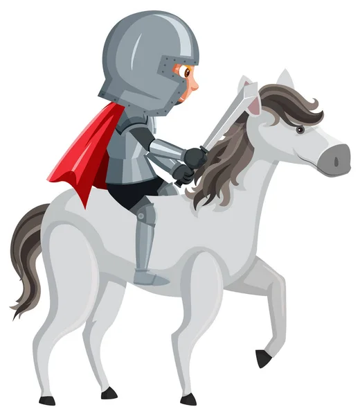 Cavaleiro Cavalo Personagem Desenho Animado Fundo Branco Ilustração — Vetor de Stock