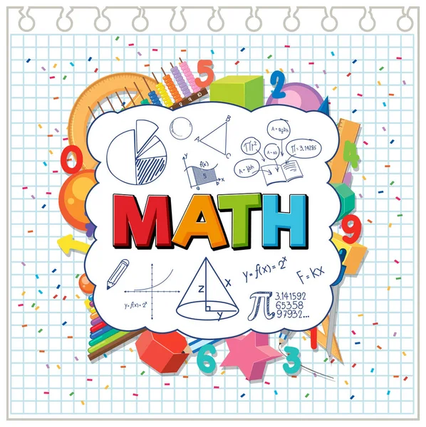 Doodle Math Formule Met Mathematics Font Illustratie — Stockvector