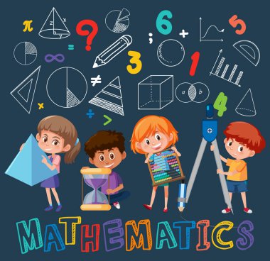 Matematik aletleri ve karalama nesneleri olan çocuklar