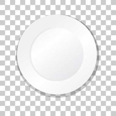 Şeffaf arkaplan illüstrasyonunda beyaz düz plaka