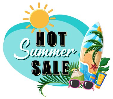 Yaz indirimi afiş şablonu çizimi