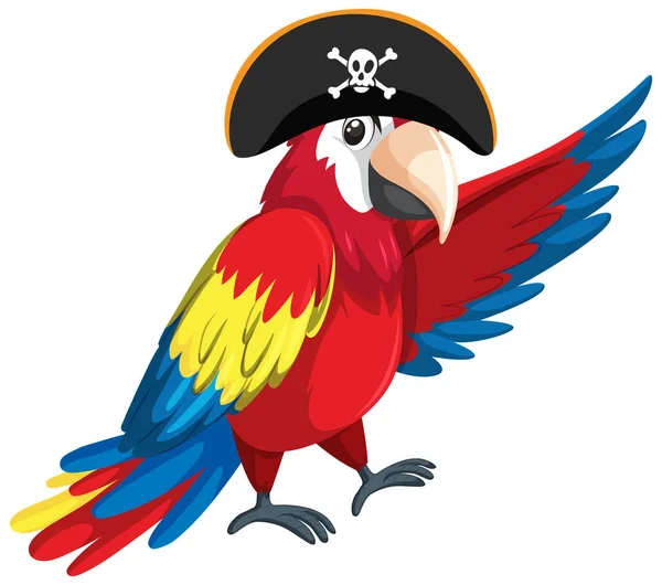 Pirate Concept Parrot Wearing Tricorne Hat Isolated White Background Illustration — Stock Vector