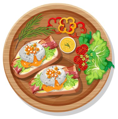 Yuvarlak bir tabakta çeşitli sebzeler bulunan