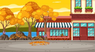 Gün batımında boş park olay yeri illüstrasyonu