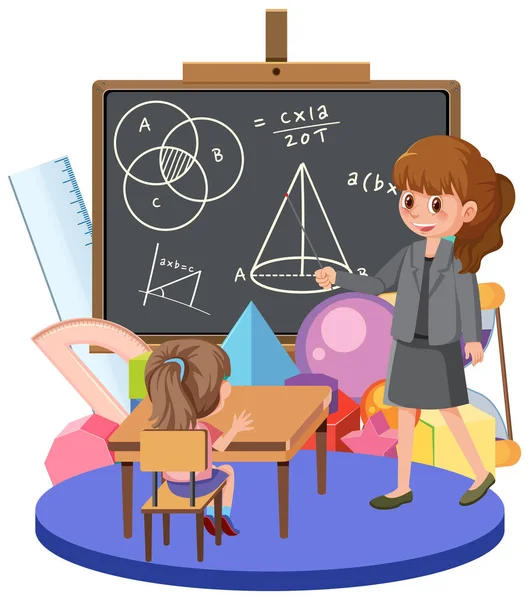 Student Leaning Math Classroom Illustration — Stock Vector