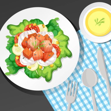 Tablo çiziminde sağlıklı bir kahvaltı.